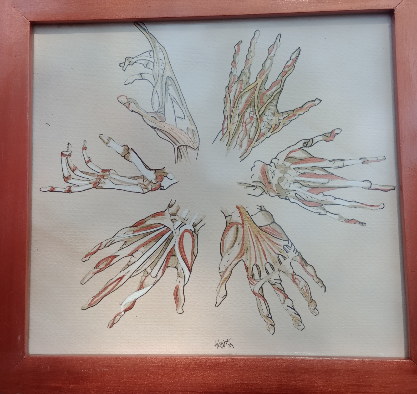 6 manos. Acrílico sobre papel. 30 x 30 cm. 2024. vendida