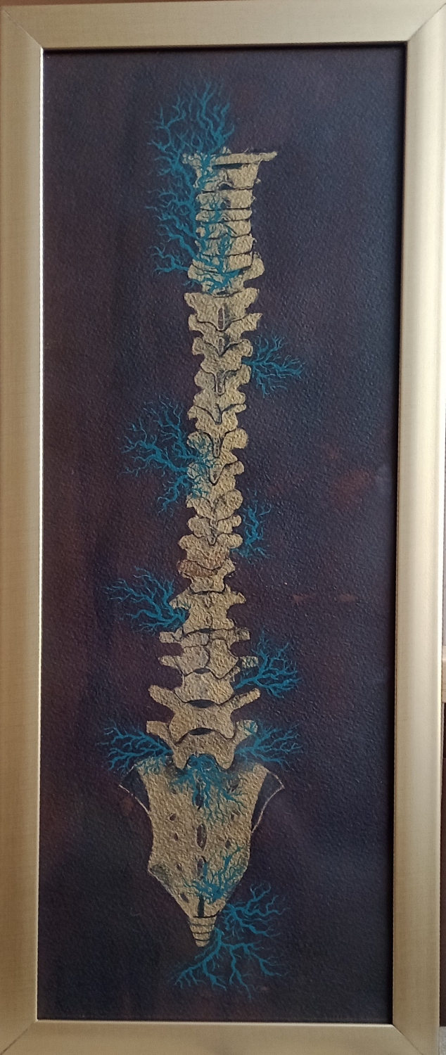 Columna dorada. Acrílico y nogalina sobre papel. 54 x 20 cm. 2018. Vendida