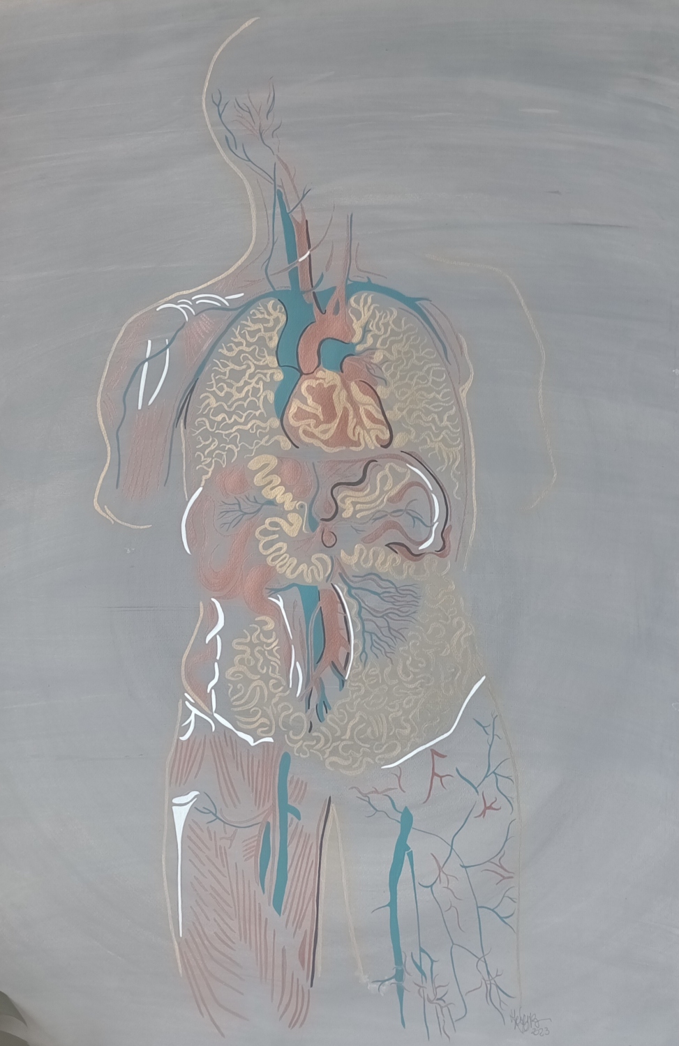 Cuerpo completo. Acrílico sobre papel. 70 x 100 cm. 2023 Vendida