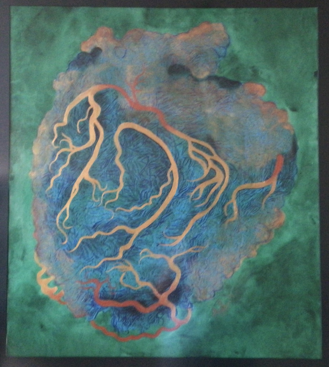 Corazón verde. Acrílico sobre papel. 60 x 60 cm. 2025 