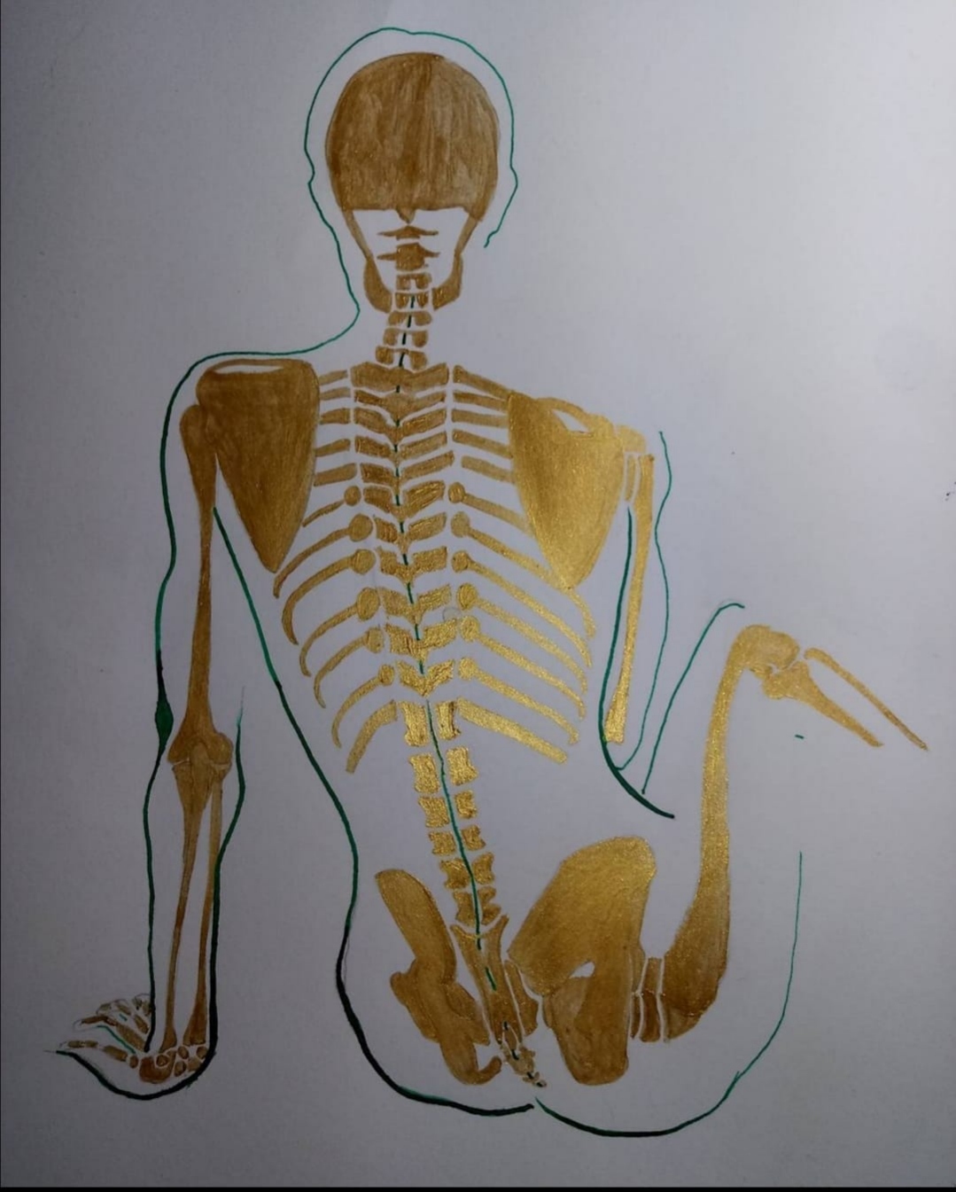 Espalada dorado verde. Acrílico sobre papel. 21 x 29.7 cm. 2019 Vendida