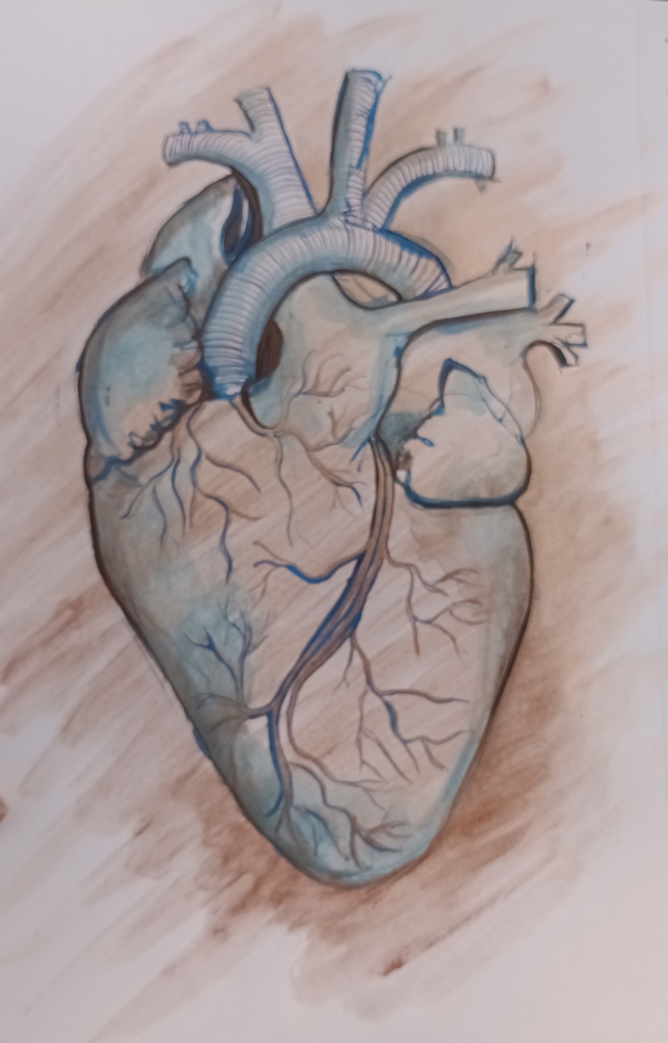 Corazón cobre. Acrílico sobre papel. 21 x 29.7 cm. 2024. vendida