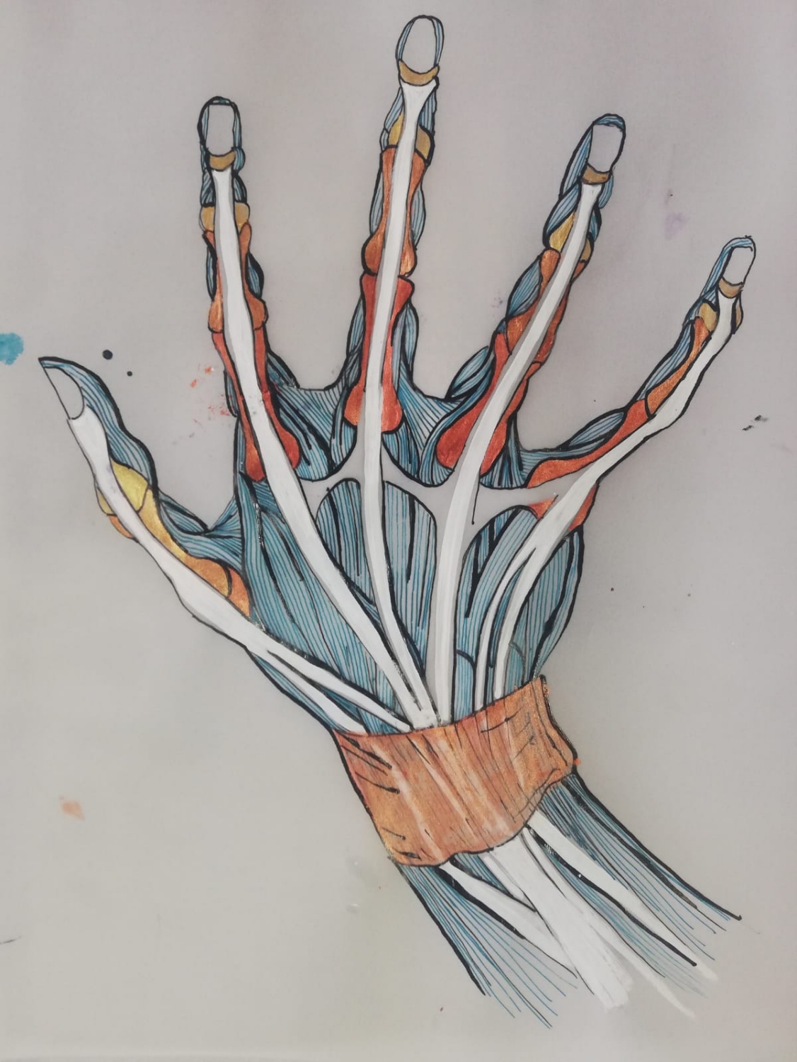 Mano metálica. Acrílico sobre papel. 60 x 80 cm. 2022. Vendida