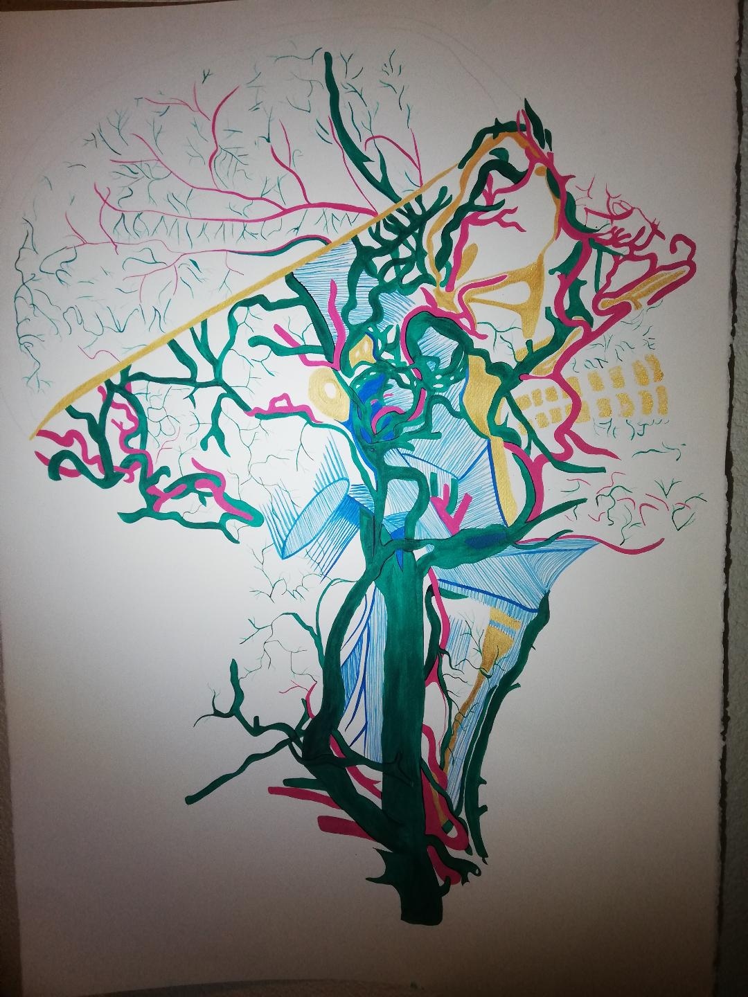 Perfil rosa. Acrílico sobre papel. 70 x 100 cm. 2018